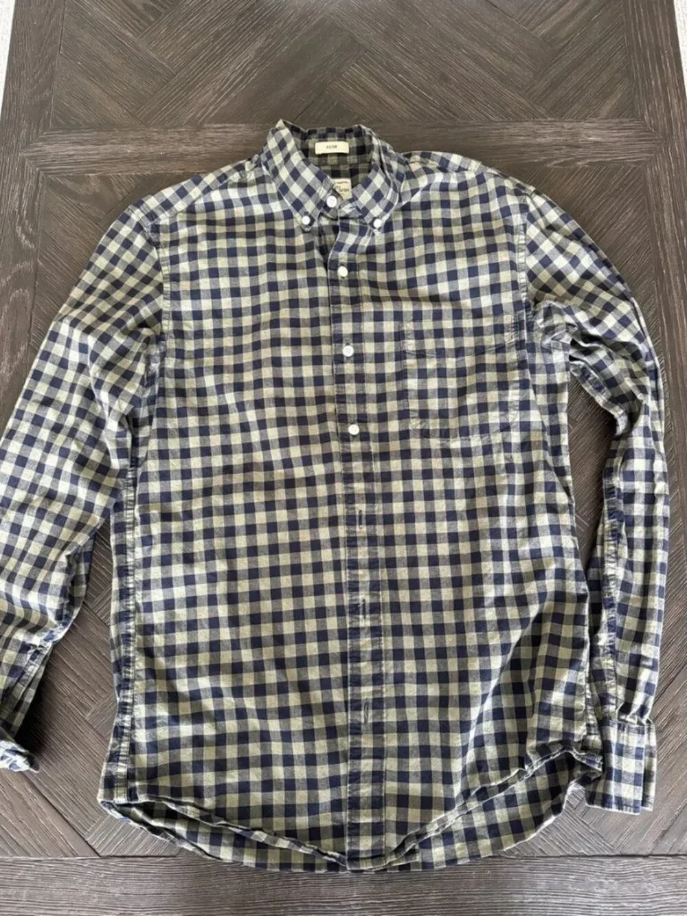 J.Crew Button Down Shirt Slim Fit Gingham Small | Blue Check Cotton | Preppy